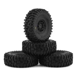 JConcepts Tusk 1.0" Pre-Mounted Tires W/Hazard Wheel (Black) (4) (Gold) W/7mm Hex #4023-3594