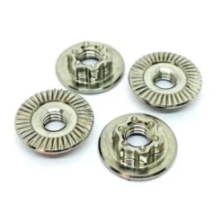 Klinik RC Low Profile M4 Large Flange Serrated Titanium Wheel Nuts (4) (Silver) #KRC-LPNUT