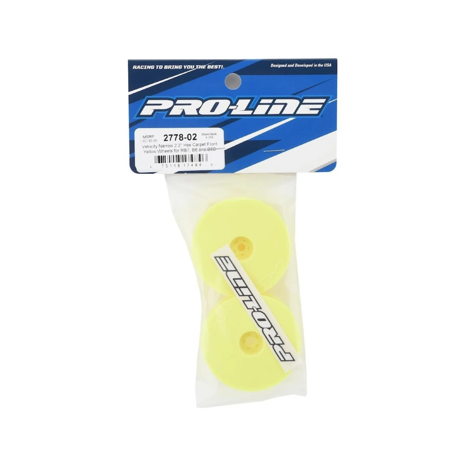 Pro-Line Velocity "Narrow" 2.2" Front Wheels (2) (B6/RB6) (Yellow) W/12mm Hex #2778-02 5 Pro-Line Velocity "Narrow" 2.2" Front Wheels (2) (B6/RB6) (Yellow) W/12mm Hex #2778-02 - Image 3