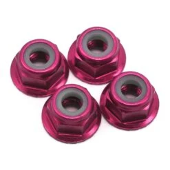 Traxxas 4mm Aluminum Flanged Serrated Nuts (Pink) (4) #1747P