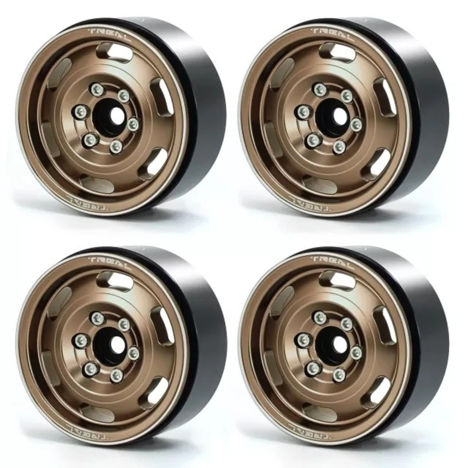 Treal 1/10 Scale Vintage Type-G Beadlock Wheels (Bronze) #X0030DDWE1